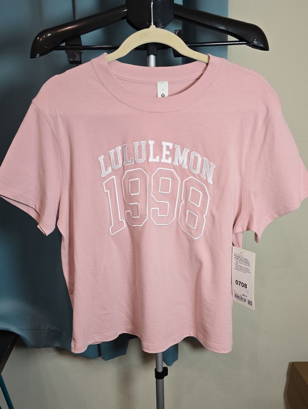 lululemon athletica Pink '1998' Logo Short Sleeve Tee Size 6 NWT
